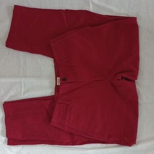DOCKERS Men's Chino Pants Red Casual 30 x 30 Flat- Front Fit